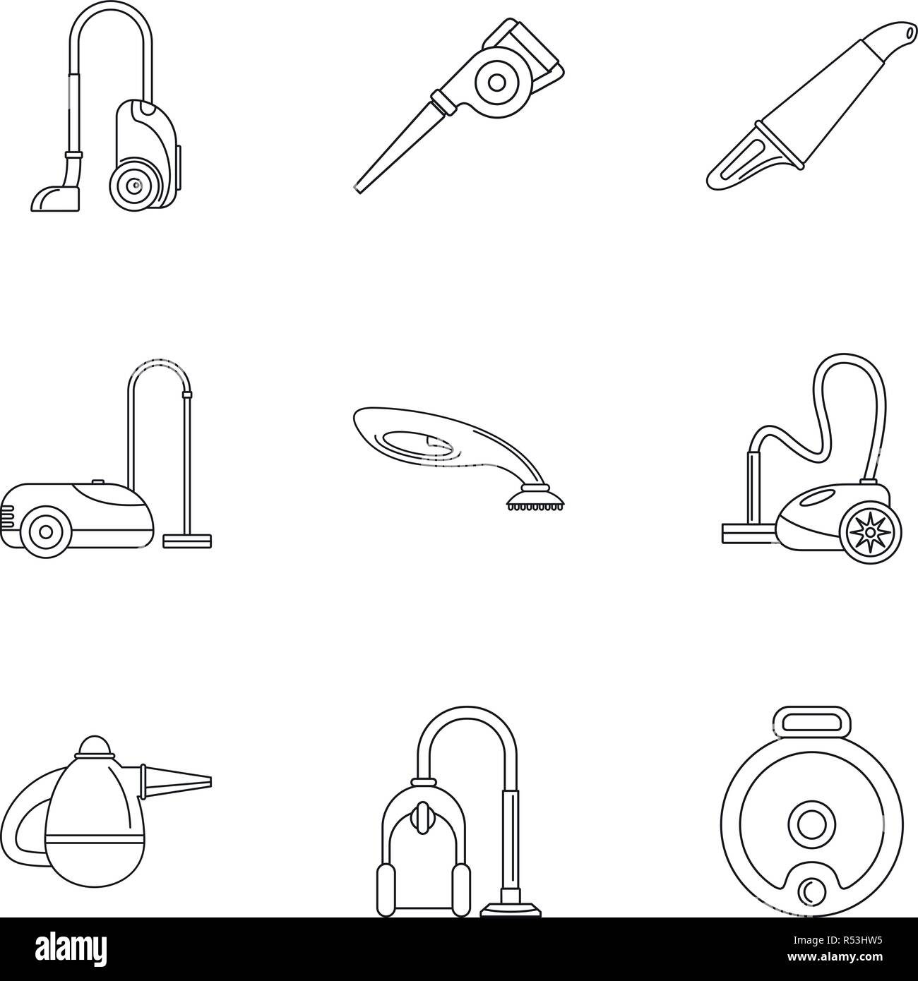 Professional vacuum cleaner icon set. Outline set of 9 professional ...