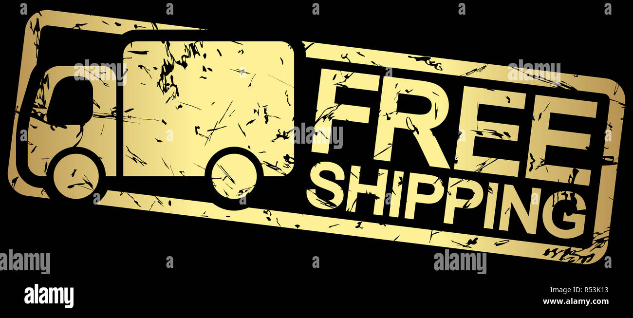 gold stamp with text free shipping Stock Photo