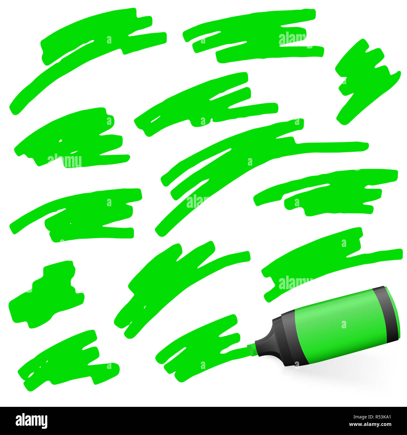 colored highlighter with markings Stock Photo