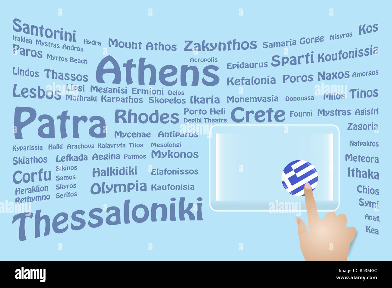 Greece Travel Touch Screen Stock Photo Alamy