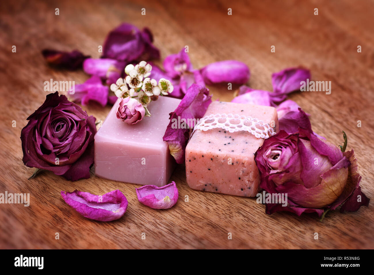 handmade soap with roses Stock Photo