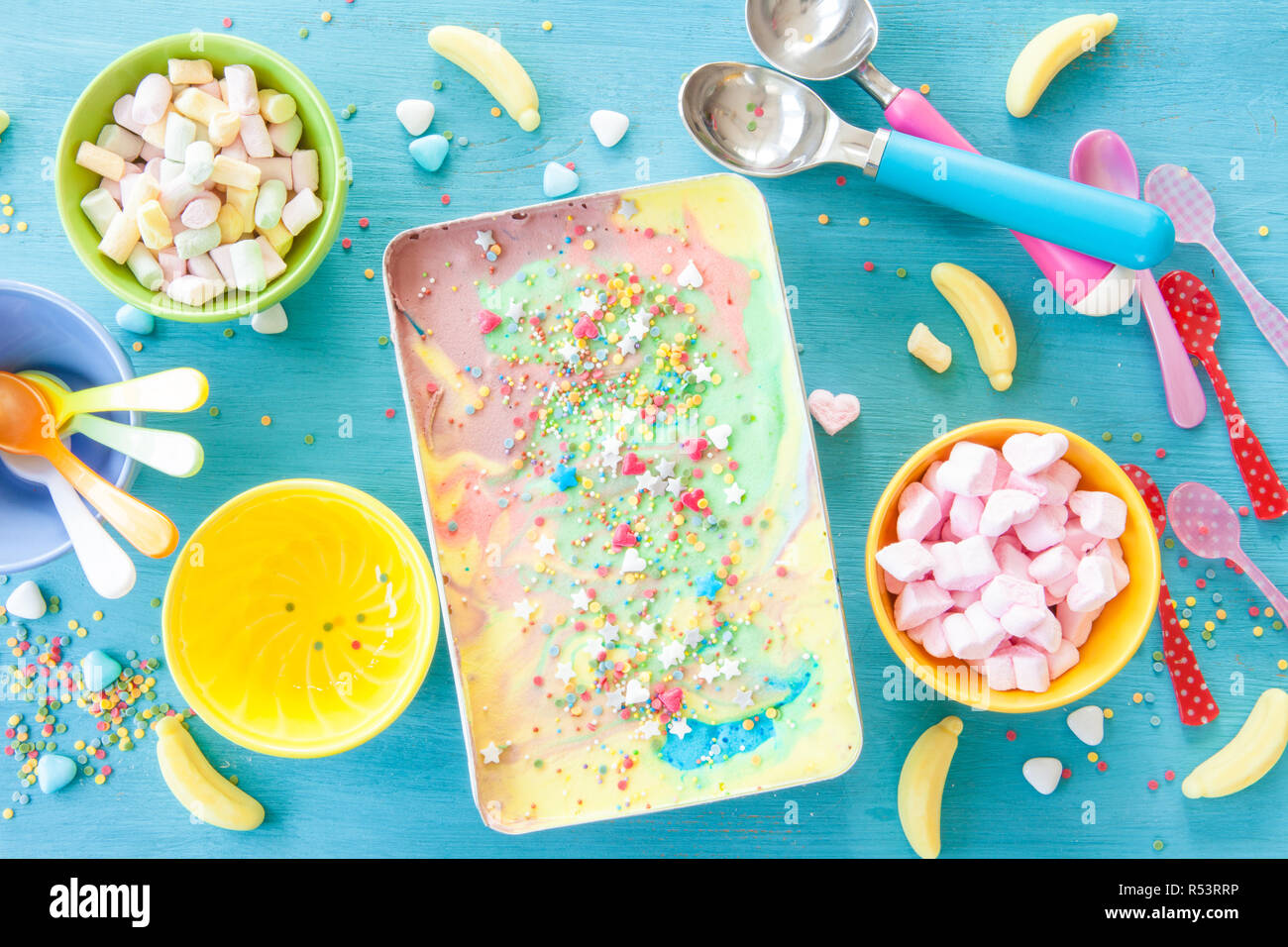 colorful ice cream with sprinkles Stock Photo