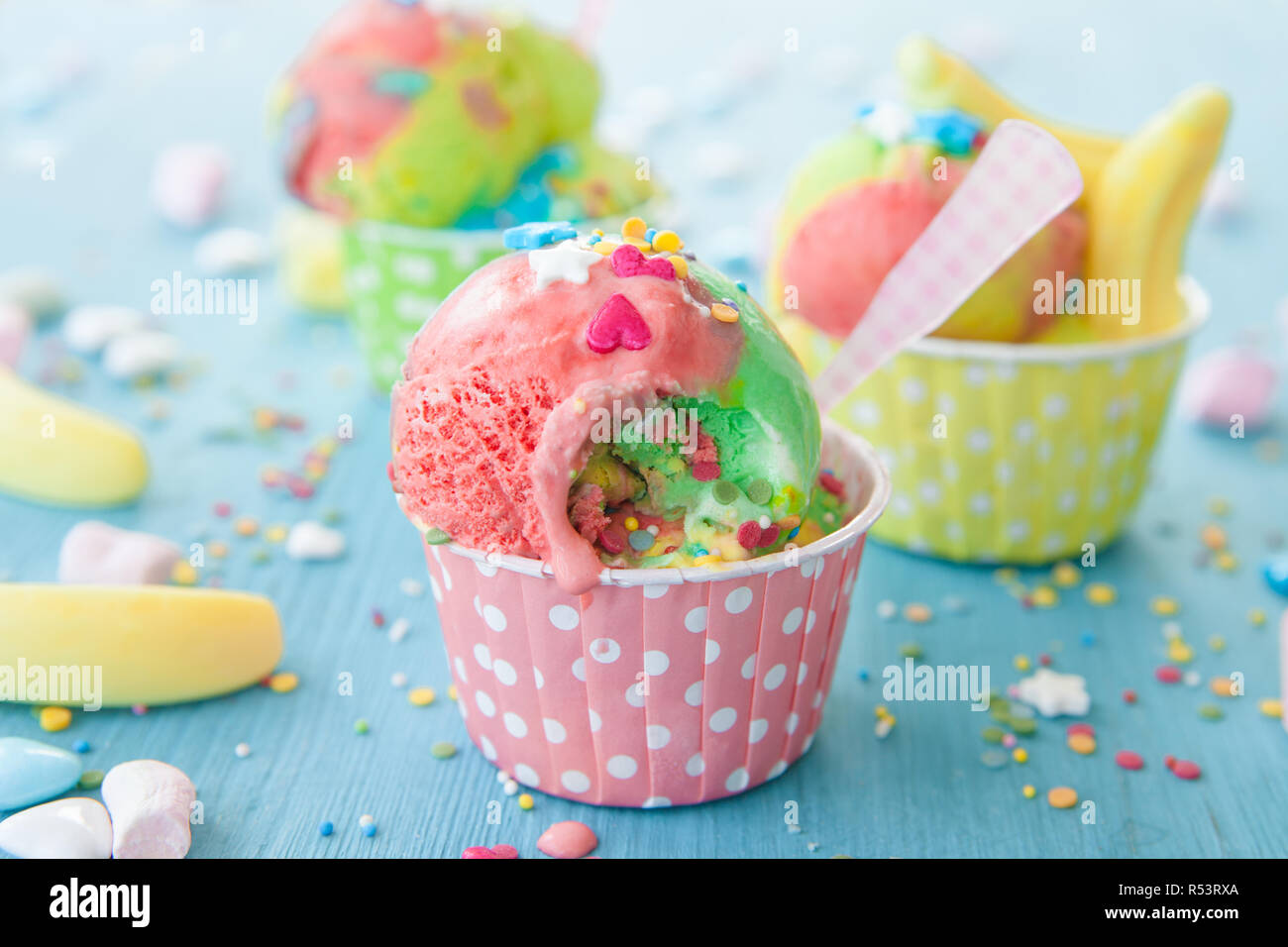 colorful ice cream with sprinkles Stock Photo Alamy