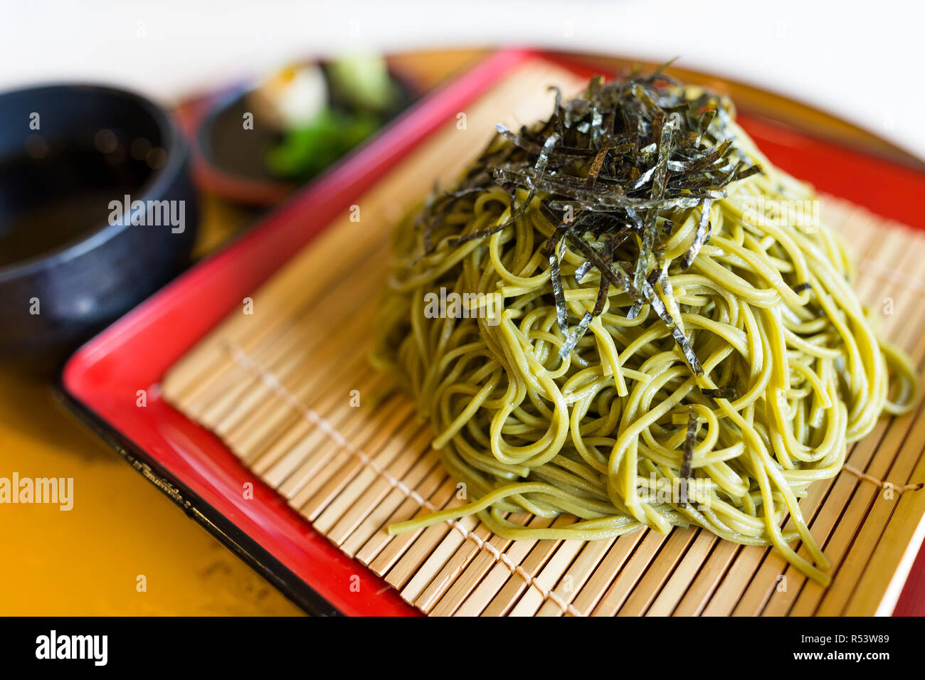Green tea soba Stock Photo Alamy