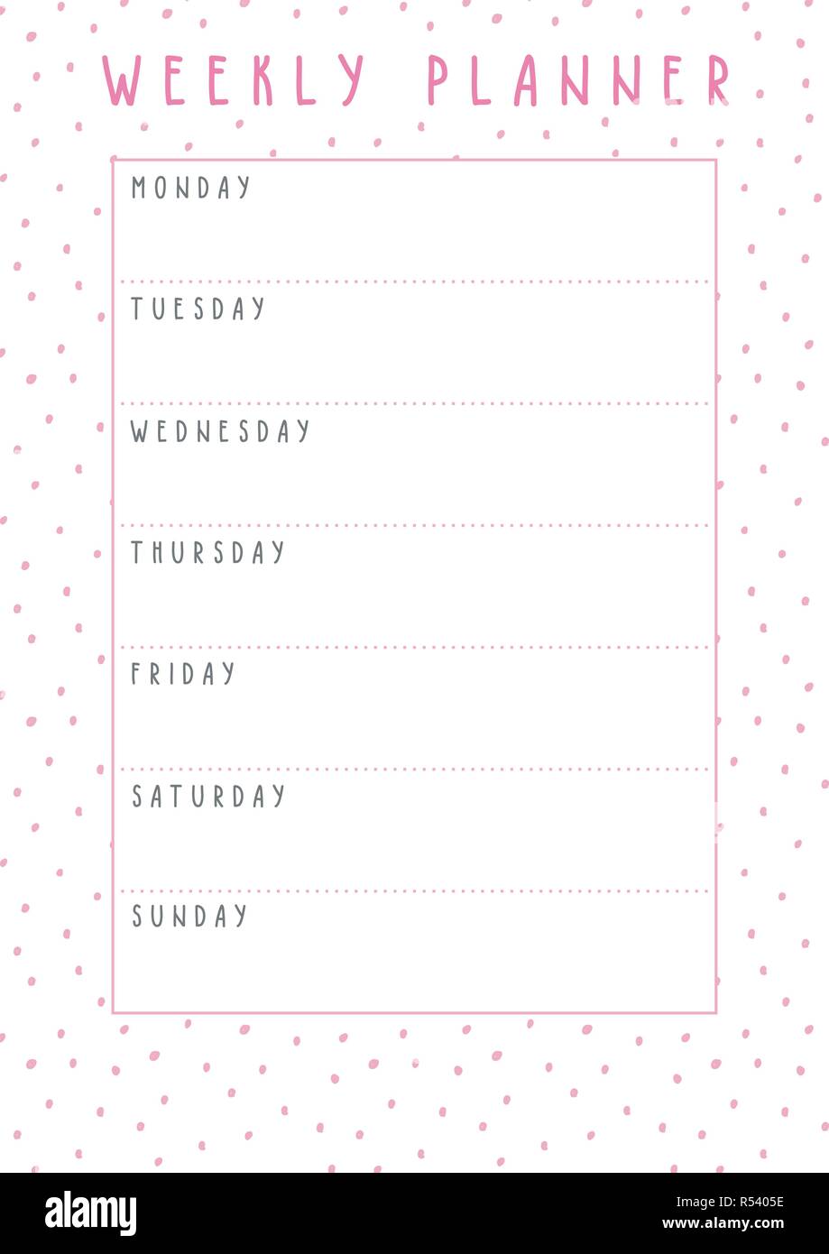 printable-week-schedule-with-hand-drawn-elements-ready-to-use-stock-vector-image-art-alamy