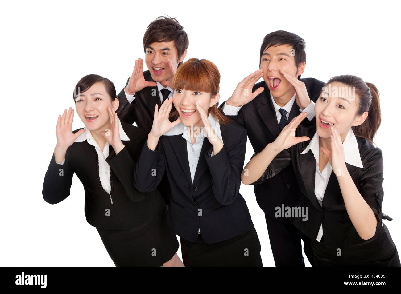 A group of business people shouting Stock Photo