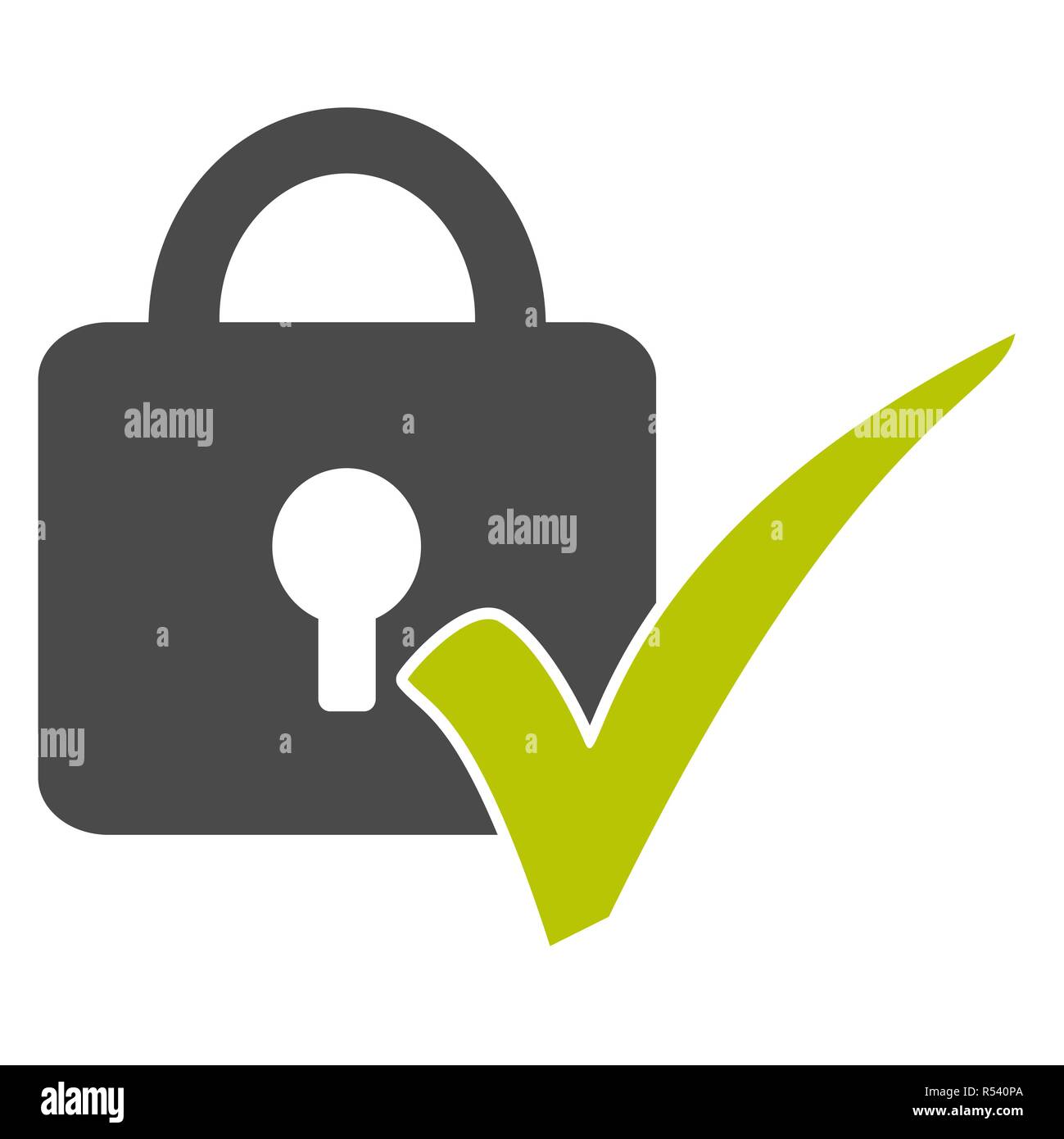 lock icon with green tick Stock Photo