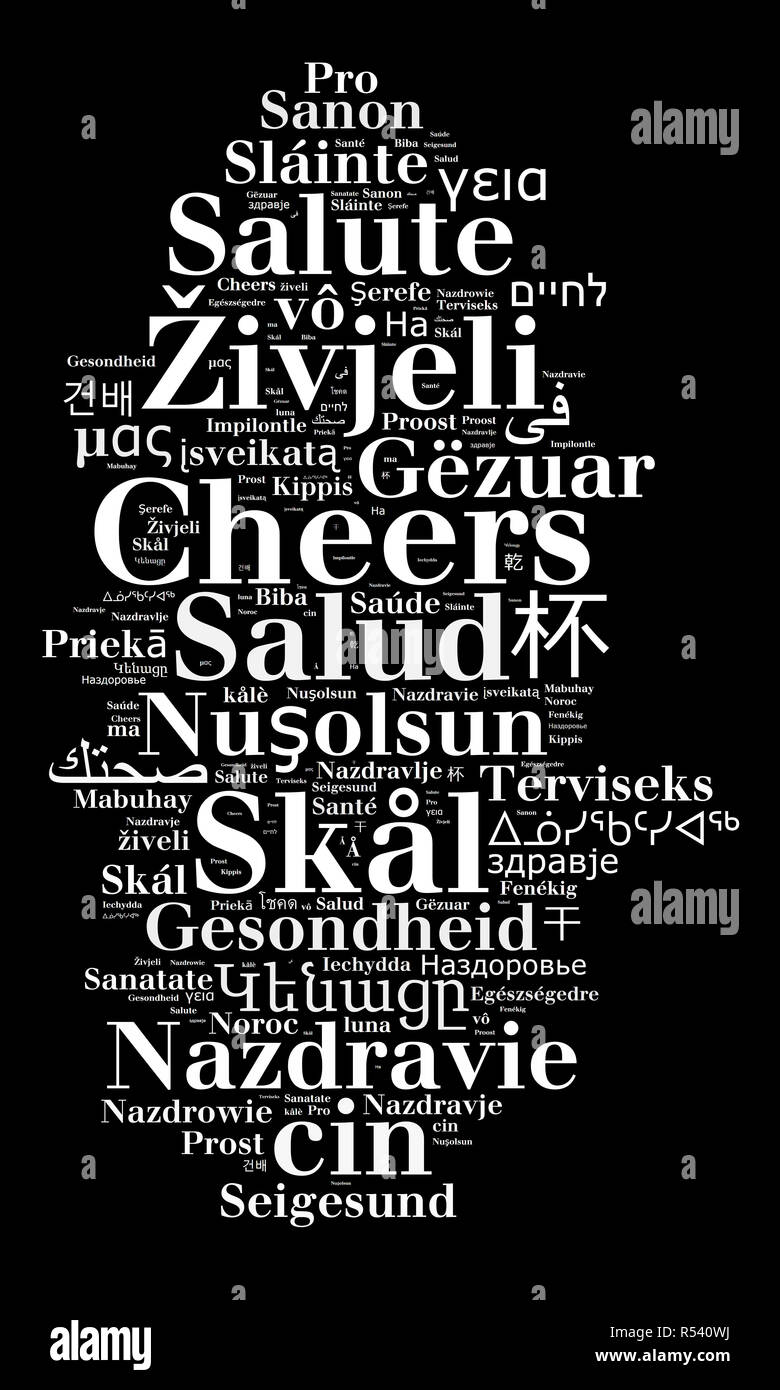 Word Cheers in different languages Stock Photo Alamy