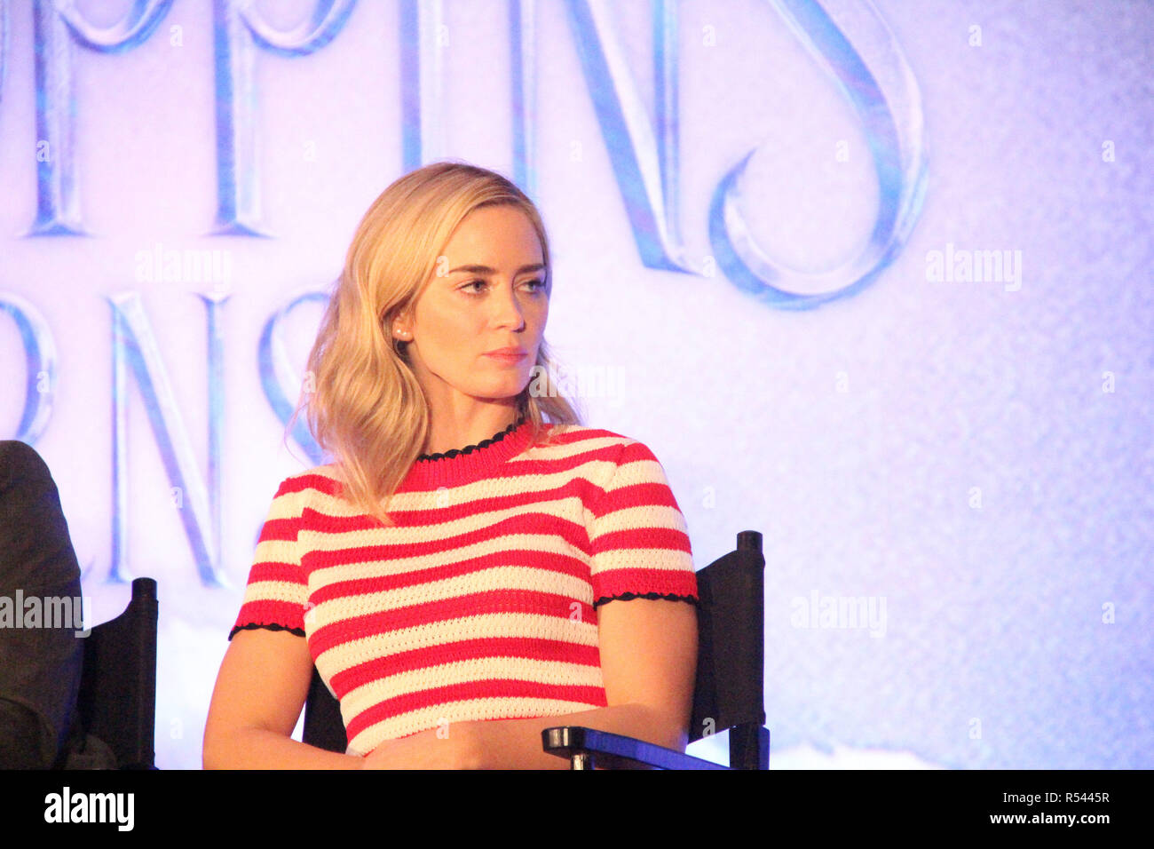 Beverly Hills, California, USA. 28th Nov 2018. Emily Blunt   'Mary Poppins Retruns' Press Conference held at Montage Beverly Hills Luxury Hotel in Beverly Hills, CA   Photo: Cronos/Hollywood News Credit: Cronos/Alamy Live News Stock Photo