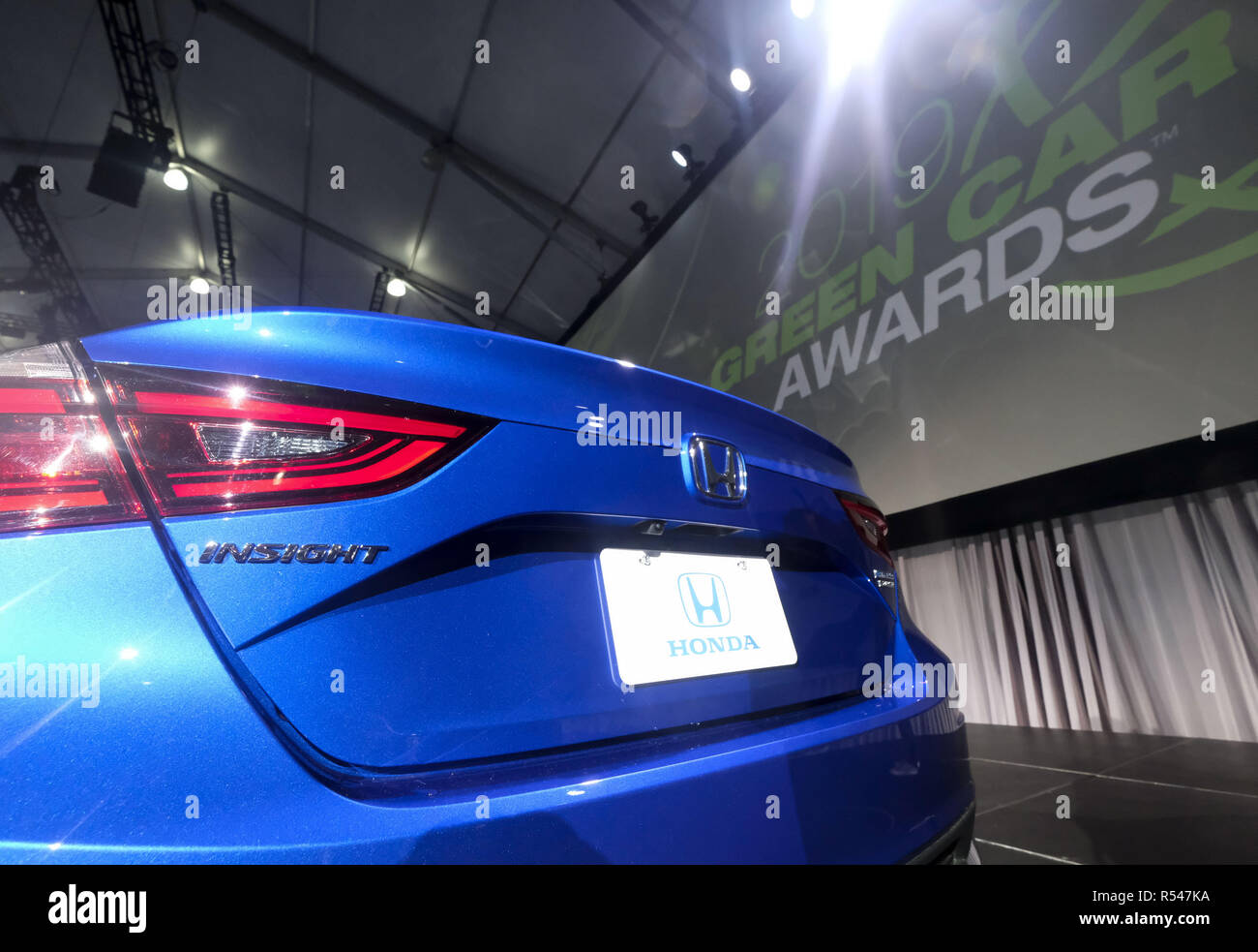 Los Angeles, California, USA. 29th Nov, 2018. The Honda Insight is unveiled after it was announced as the winner of the 2019 Green Car of the Year Award at the Los Angeles Auto Show, Thursday, Nov. 29, 2018, in Los Angeles. The Honda's third generation Insight hybrid sedan was named the winner of the 2019 Green Car of the Year Award. Credit: Ringo Chiu/ZUMA Wire/Alamy Live News Stock Photo