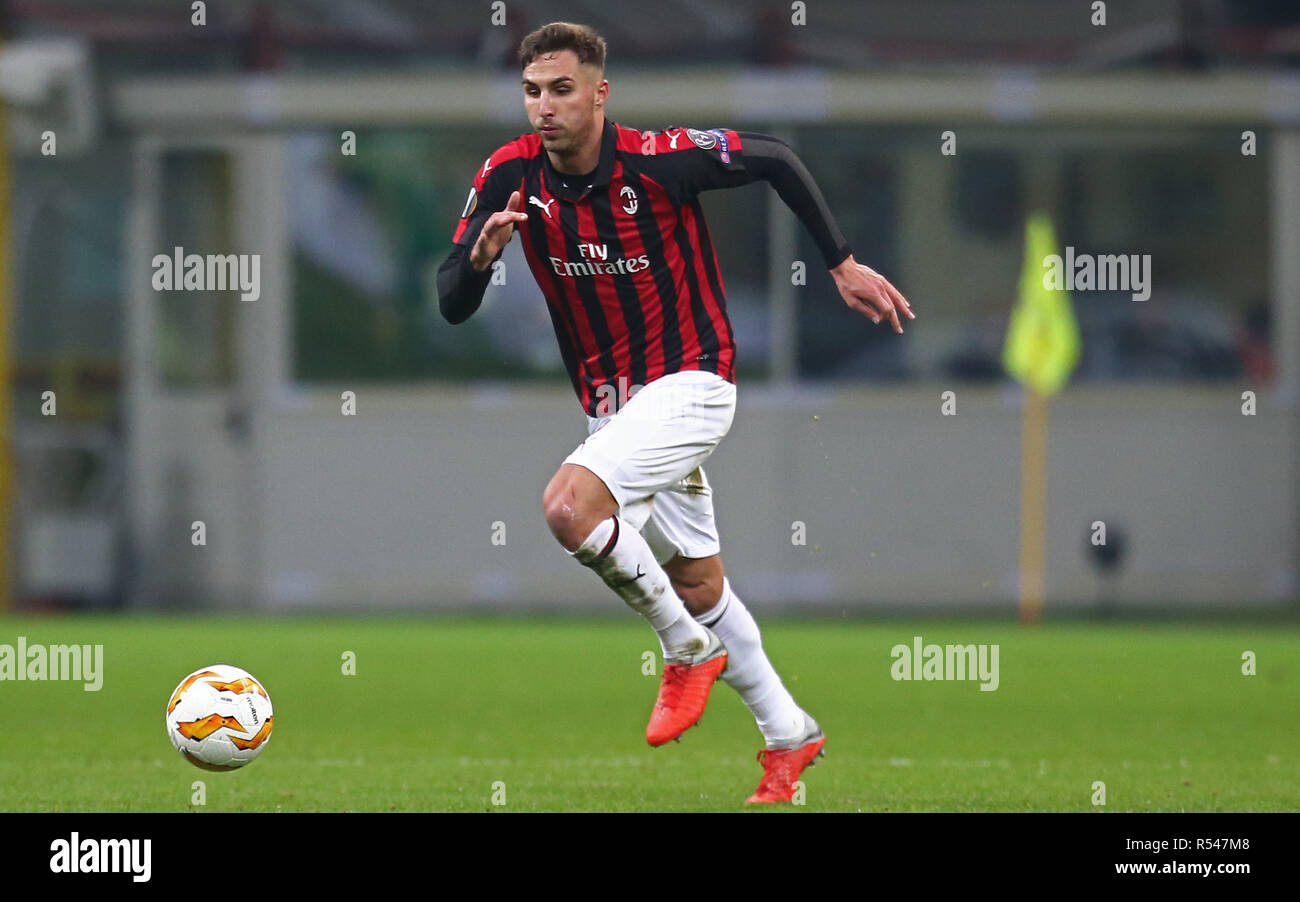 ESCLUSIVA MILAN  Foto LaPresse - Spada 29 Novembre 2018 - Milano ( Italia )   Ac Milan vs Dudelange  - Europa League - &quot;Stadio San Siro&quot; Sport Calcio Nella foto: Stefan Simic  EXCLUSIVE MILAN  Photo LaPresse - Spada Novembre 29 , 2018 Milan ( Italy ) Sport Soccer Ac Milan vs Dudelange  - Europa League  - &quot;San Siro Stadium  &quot; In the pic :  Stefan Simic Stock Photo