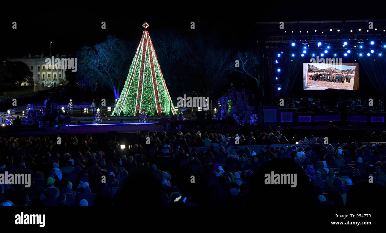The National Christmas Tree following the Lighting Ceremony on the Ellipse November 28, 2018 in Washington, D.C. Stock Photo