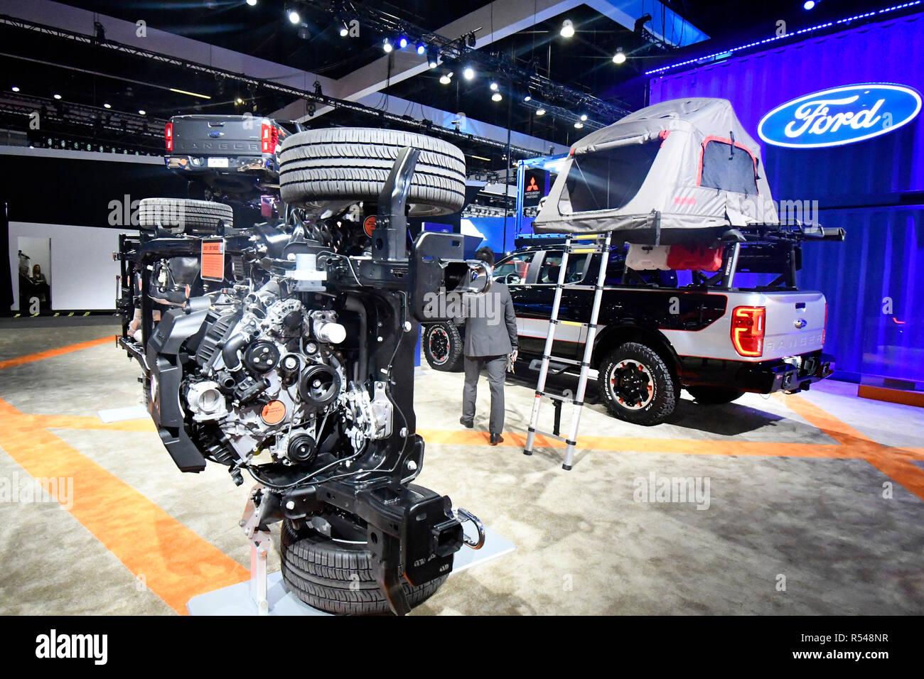 Ford shows their new Ranger trucks on display during the 2018 Los ...