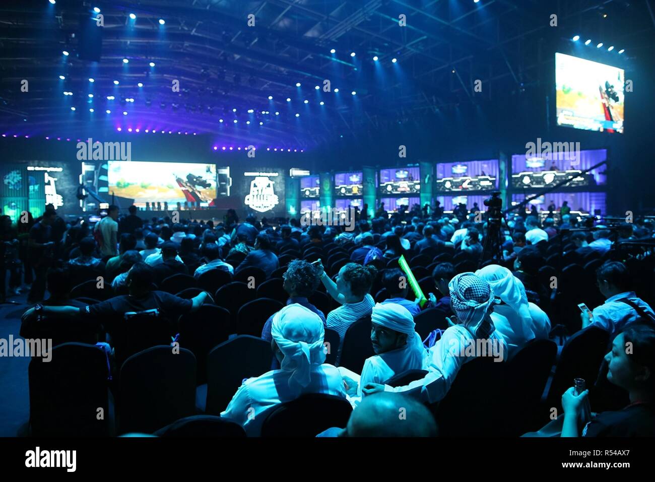 Dubai, United Arab Emirates. 29th Nov, 2018. Players compete during the PlayerUnknown's Battlegrounds (PUBG) Mobile Star Challenge Global Finals in Dubai, the United Arab Emirates, Nov. 29, 2018. The PUBG final is held in Dubai from Nov. 29 to Dec. 1. Credit: Mahmoud Khaled/Xinhua/Alamy Live News Stock Photo