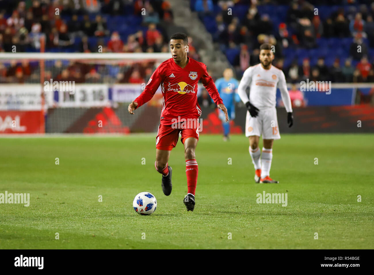 Harrison, NJ, USA. 29th Nov 2018. Tyler Adams (4) in action during his final game with the New York Redbulls. Credit: Ben Nichols/Alamy Live News Stock Photo