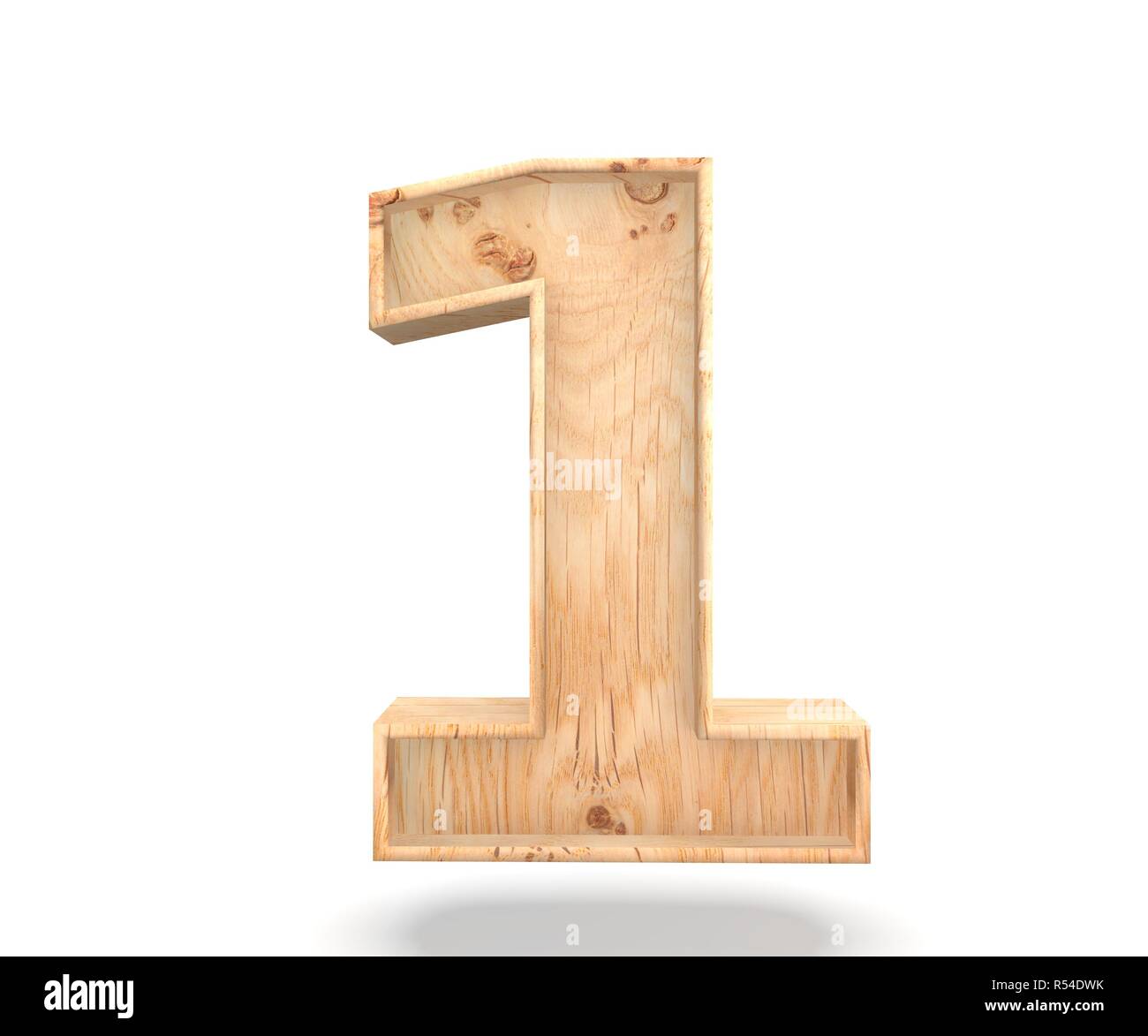 Decorative wooden alphabet digit zero symbol - 1. 3d rendering ...