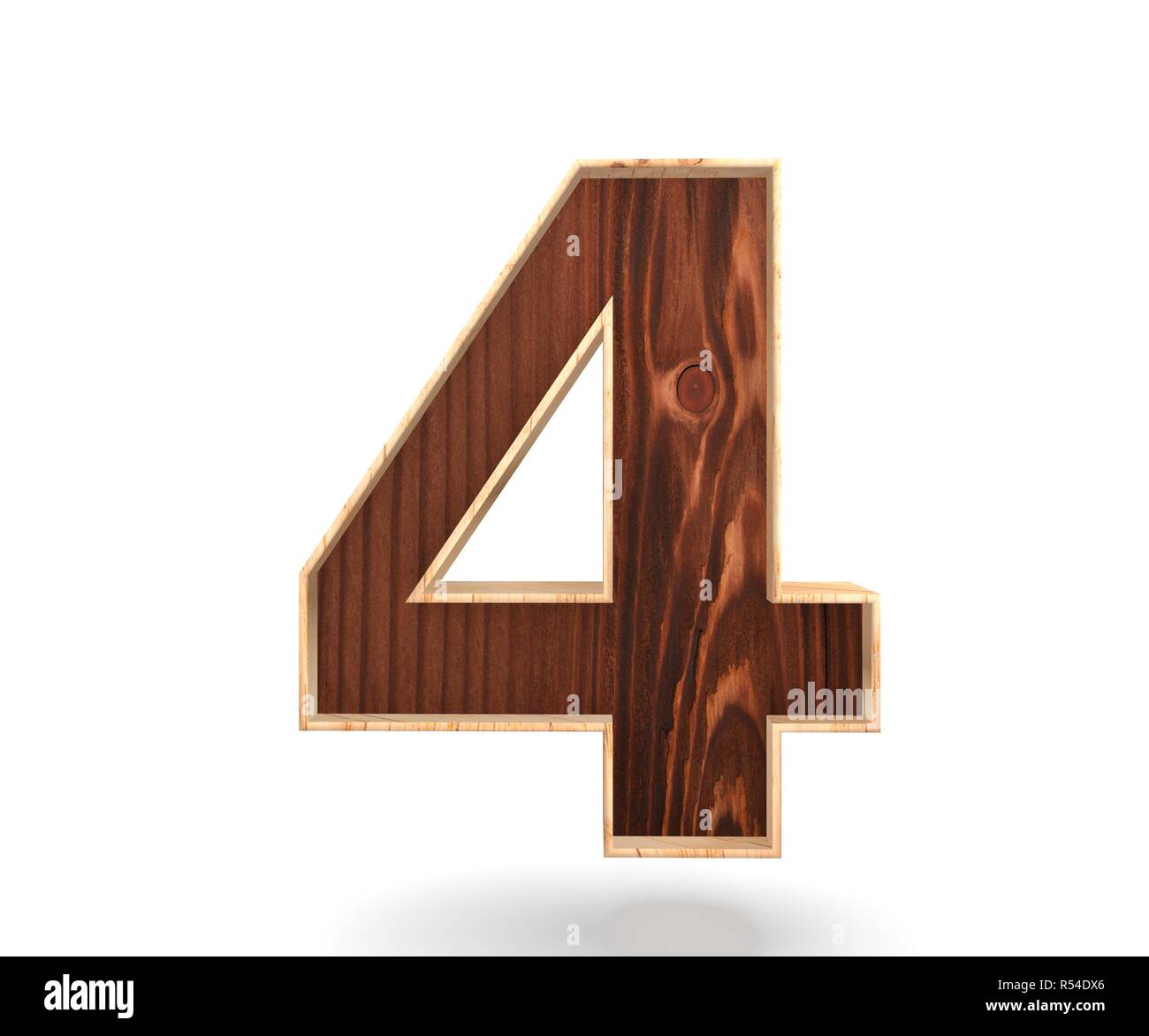 Decorative wooden alphabet digit zero symbol - 4. 3d rendering ...