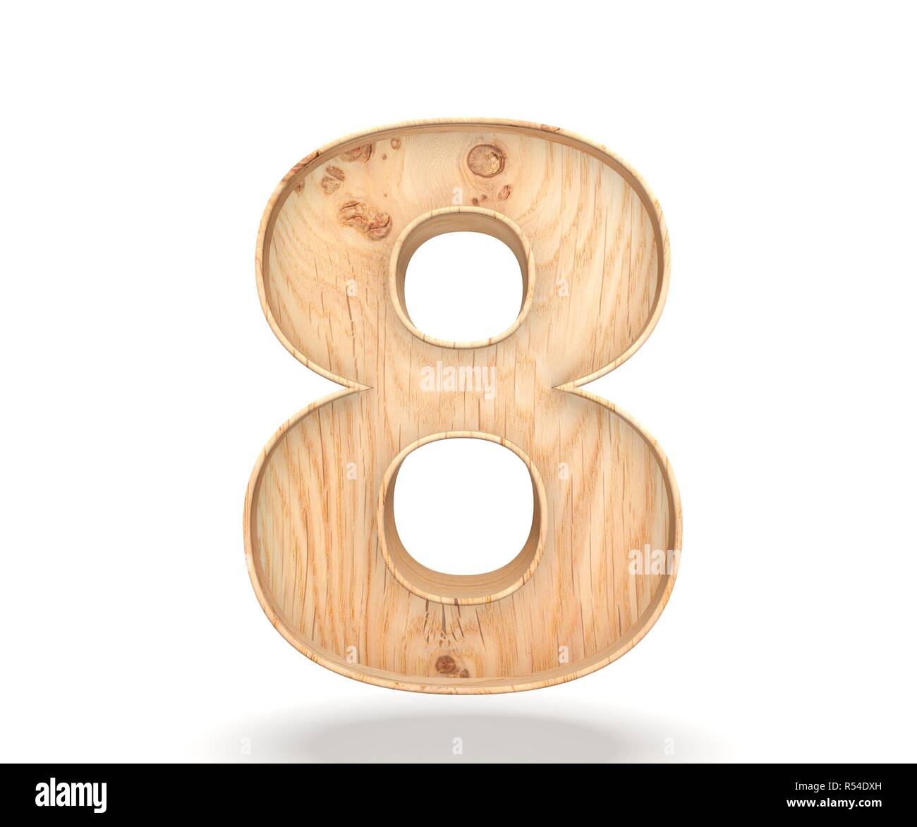 Decorative wooden alphabet digit zero symbol - 8. 3d rendering ...