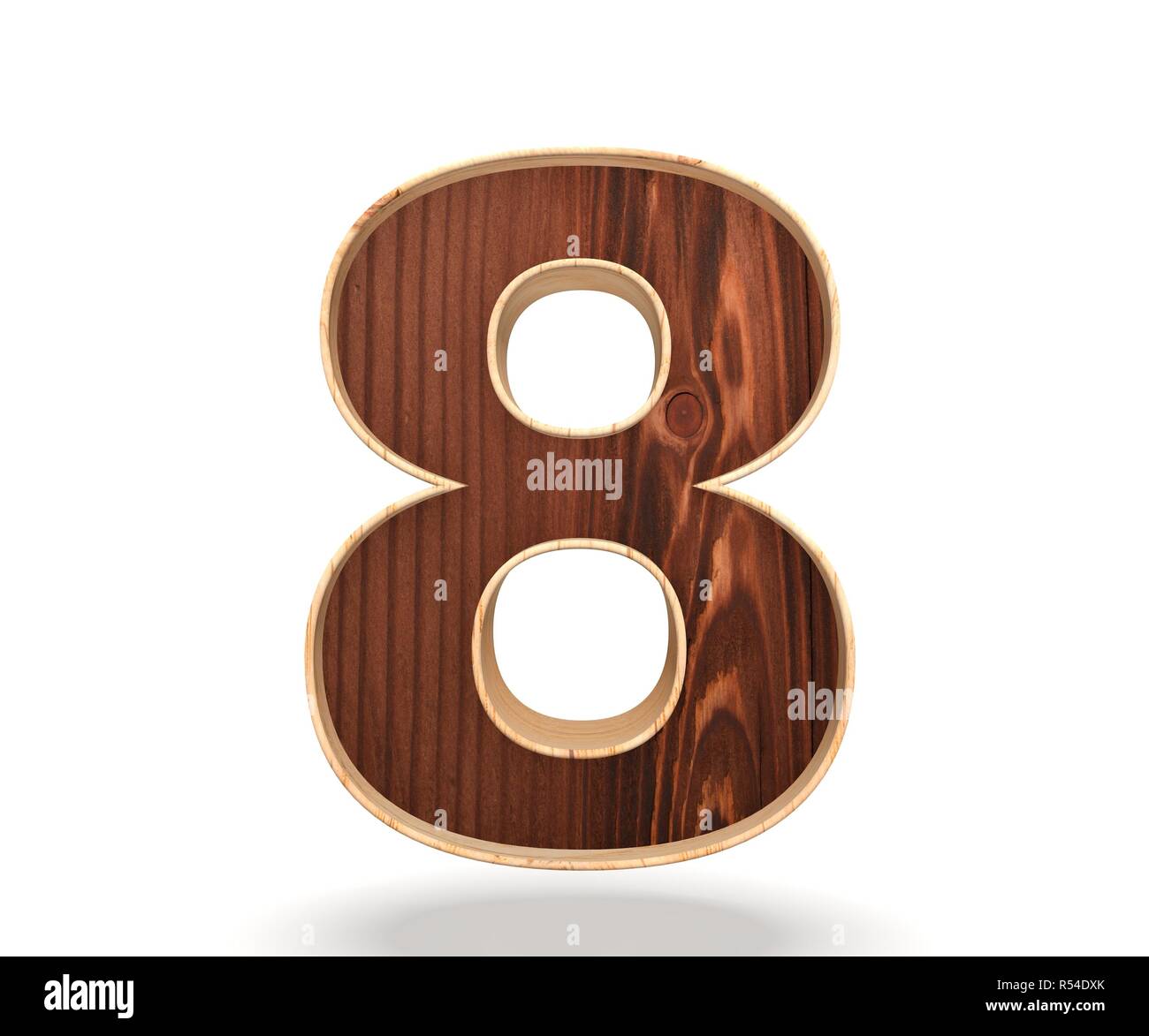 Decorative wooden alphabet digit zero symbol - 8. 3d rendering ...