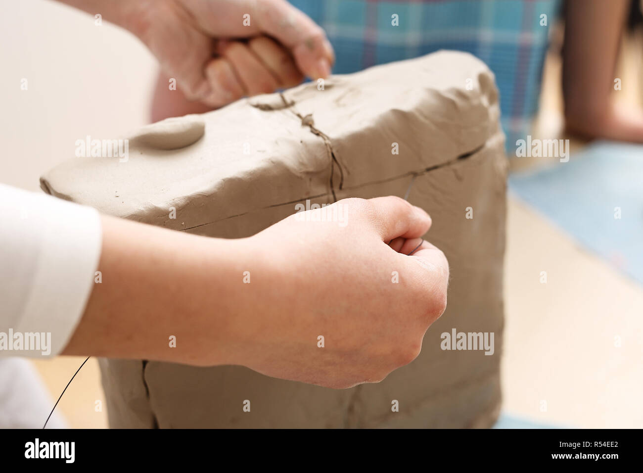 clipping the clay block with a vein. animation classes for children
