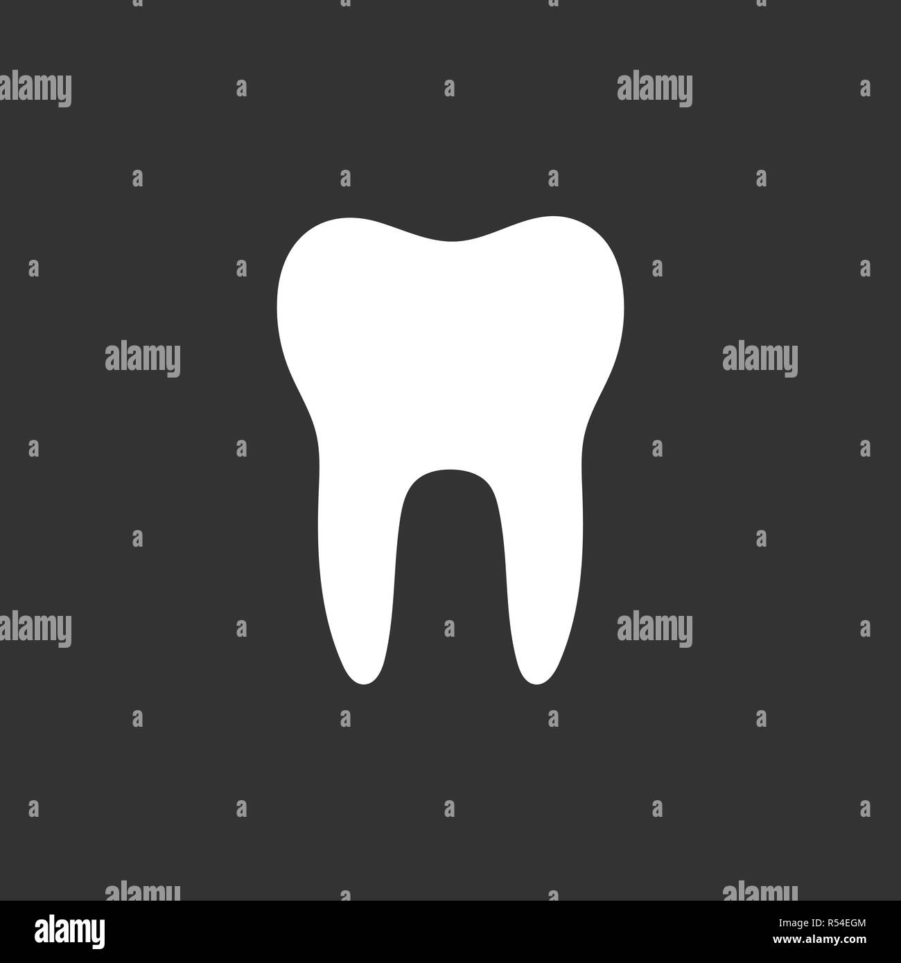 Tooth flat icon on a black background. Vector illustration Stock Vector ...