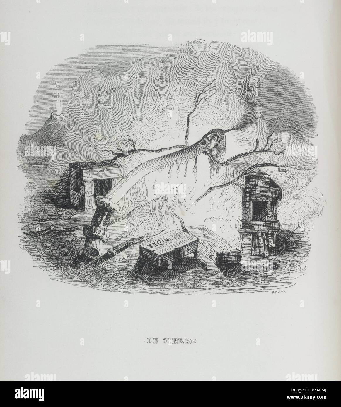 Grandville - Fables de La Fontaine - 01-07 . La Besace Stock Grandville - Fables de La Fontaine - 01-07 . La Besace Stock