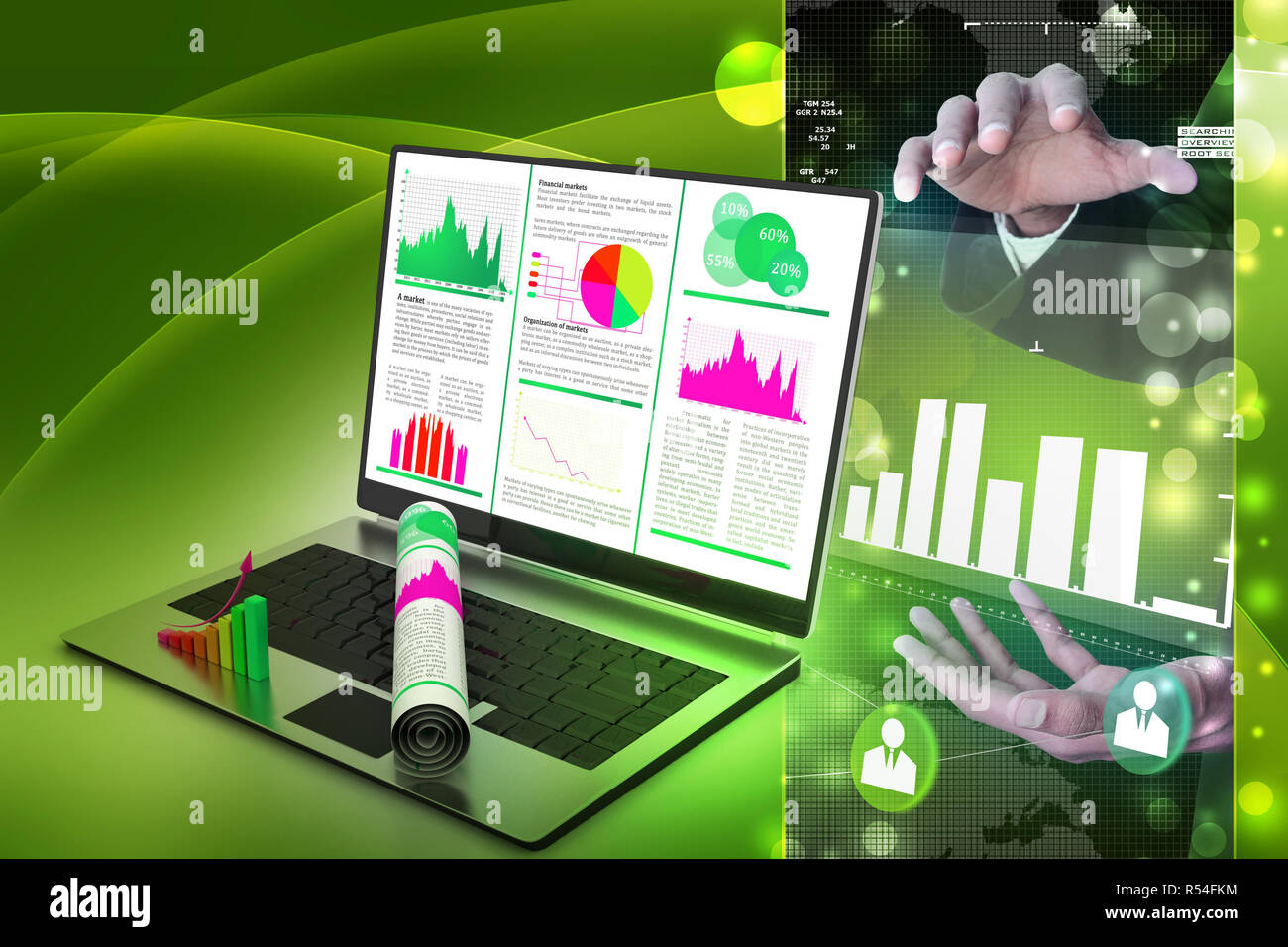 Laptop showing a financial report Stock Photo - Alamy