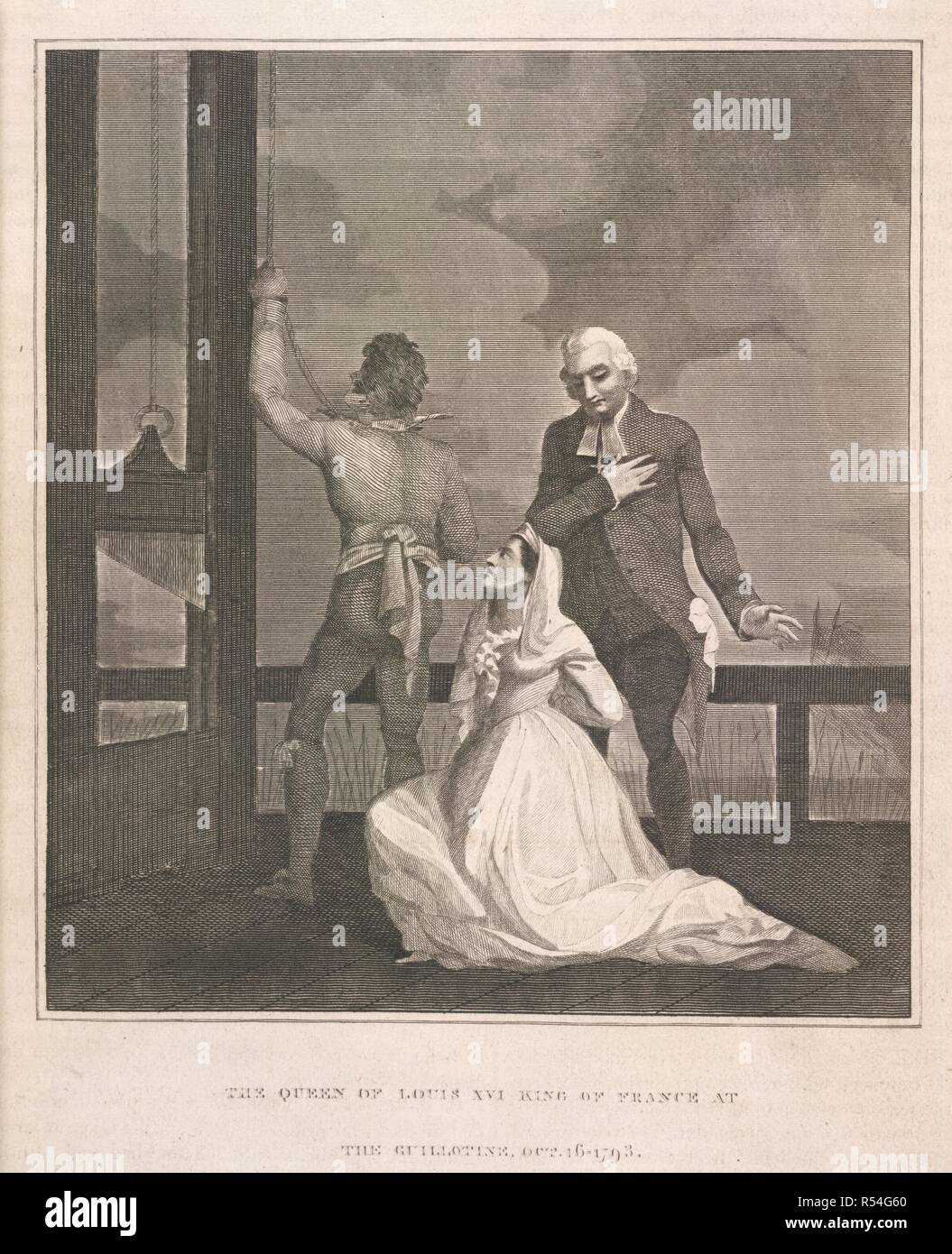 The Queen of Louis XVI. History of the French Revolution, and of the wars. T. Kelly: London, 1820-22. The Queen (Marie Antoinette) of Louis XVI King of France at the guillotine, Oct 16, 1793.  Image taken from History of the French Revolution, and of the wars produced by that event ....  Originally published/produced in T. Kelly: London, 1820-22. . Source: 9952.f.1 volume 1, opposite 123. Language: English. Stock Photo