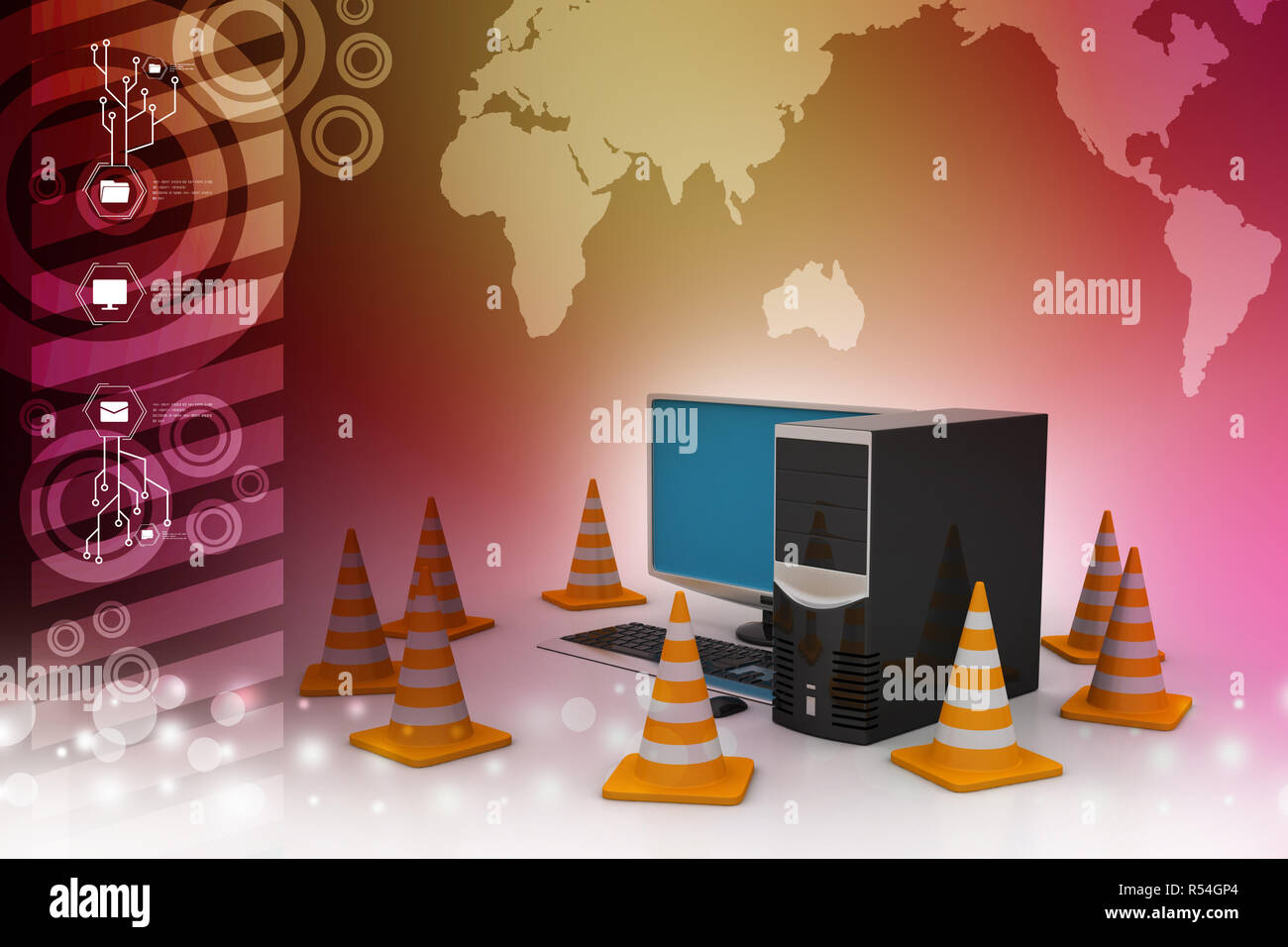 Computer with traffic sign Stock Photo - Alamy