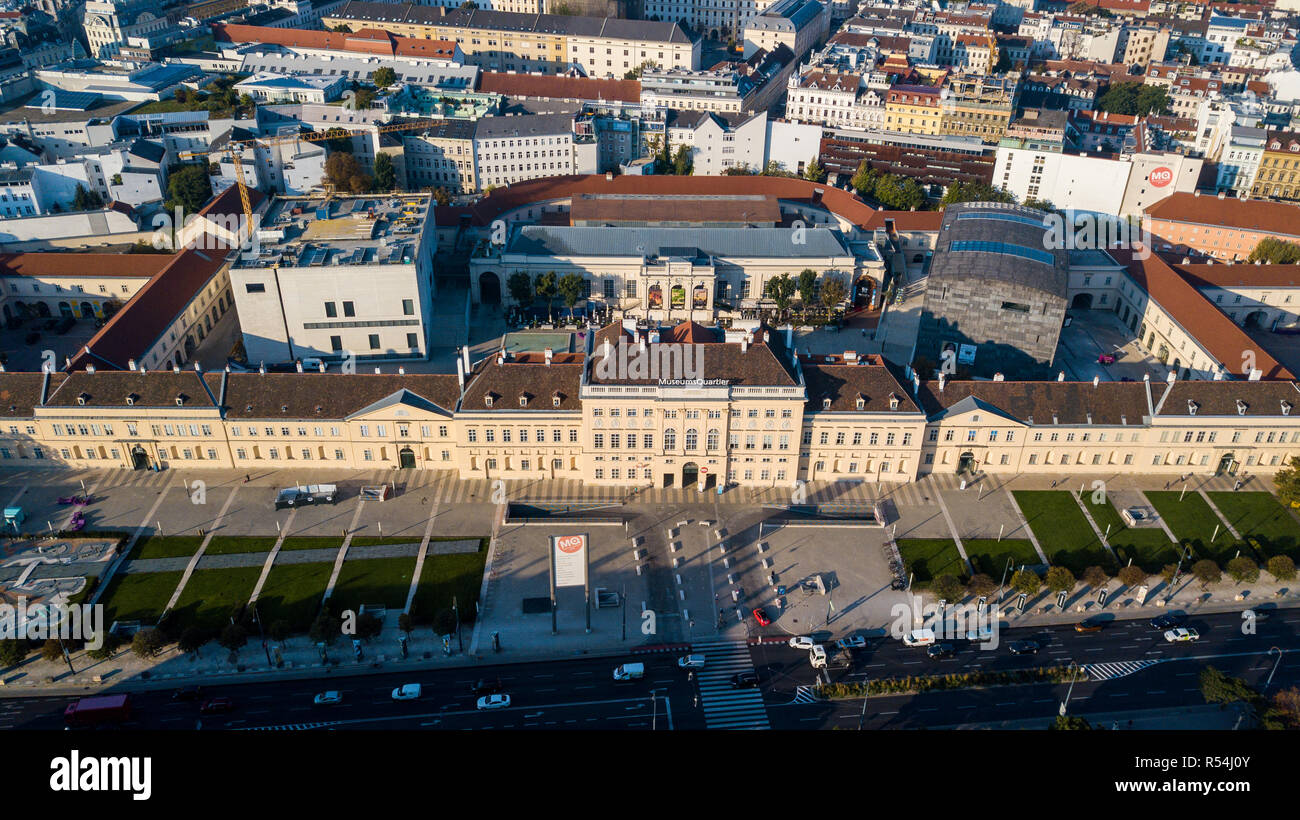 MuseumsQuartier or Museum Quarter, Leopold, Zoom and Mumok Museums, Vienna, Austria Stock Photo