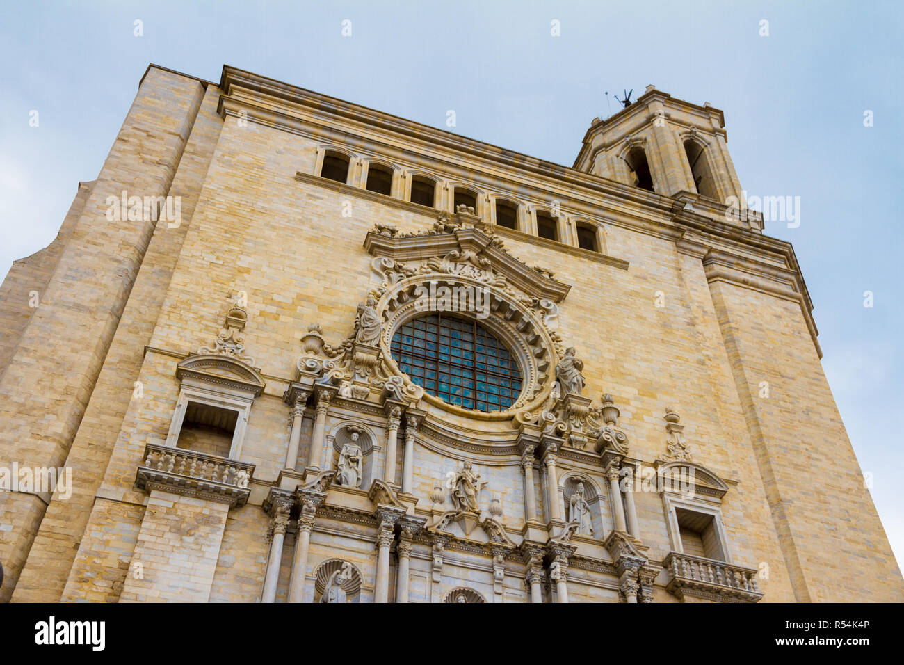 The Girona Cathedral, is a Roman Catholic church located in Girona, Catalonia, Spain Stock Photo