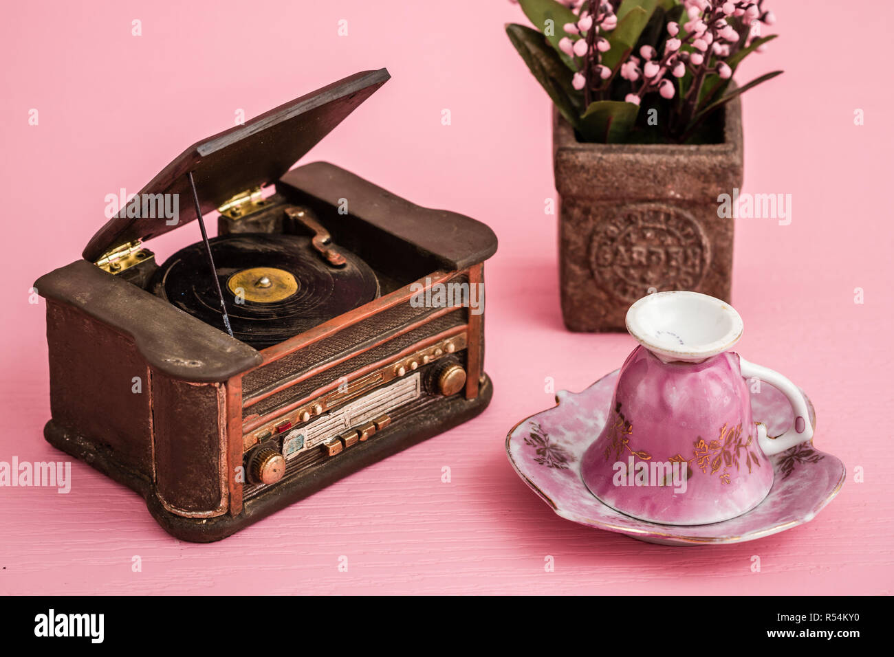 Decorative Retro Record Player Stock Photo