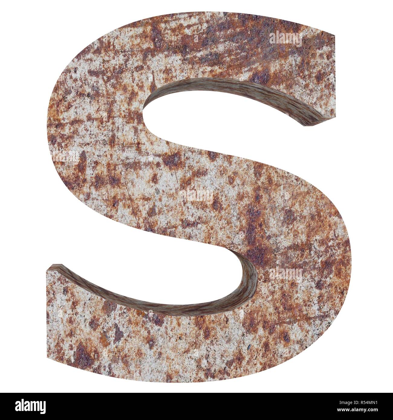 Conceptual old rusted meta capital letter -S, iron or steel industry ...