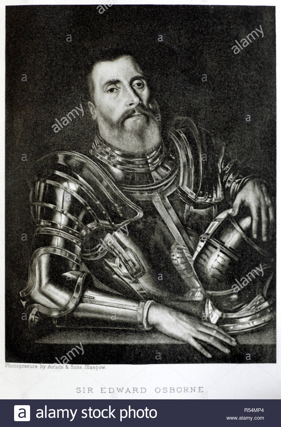 Sir Edward Osborne portrait, 1530 –1591, was one of the principal merchants of London in the later sixteenth century, and Lord Mayor of London in 1583, illustration from c1900 Stock Photo