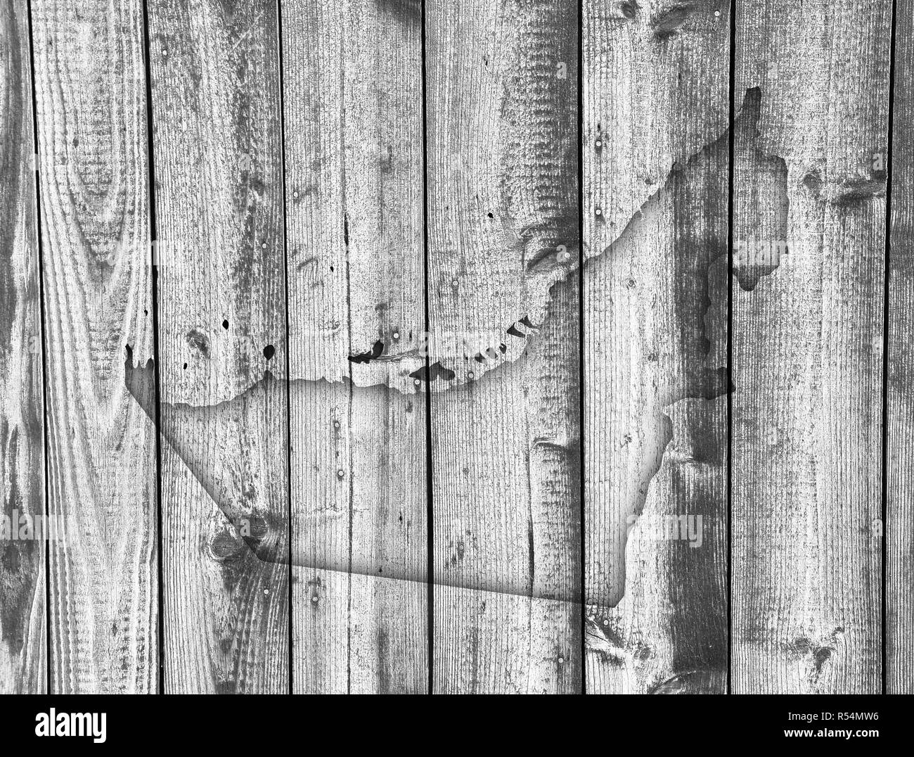 map of the united arab emirates on weathered wood Stock Photo