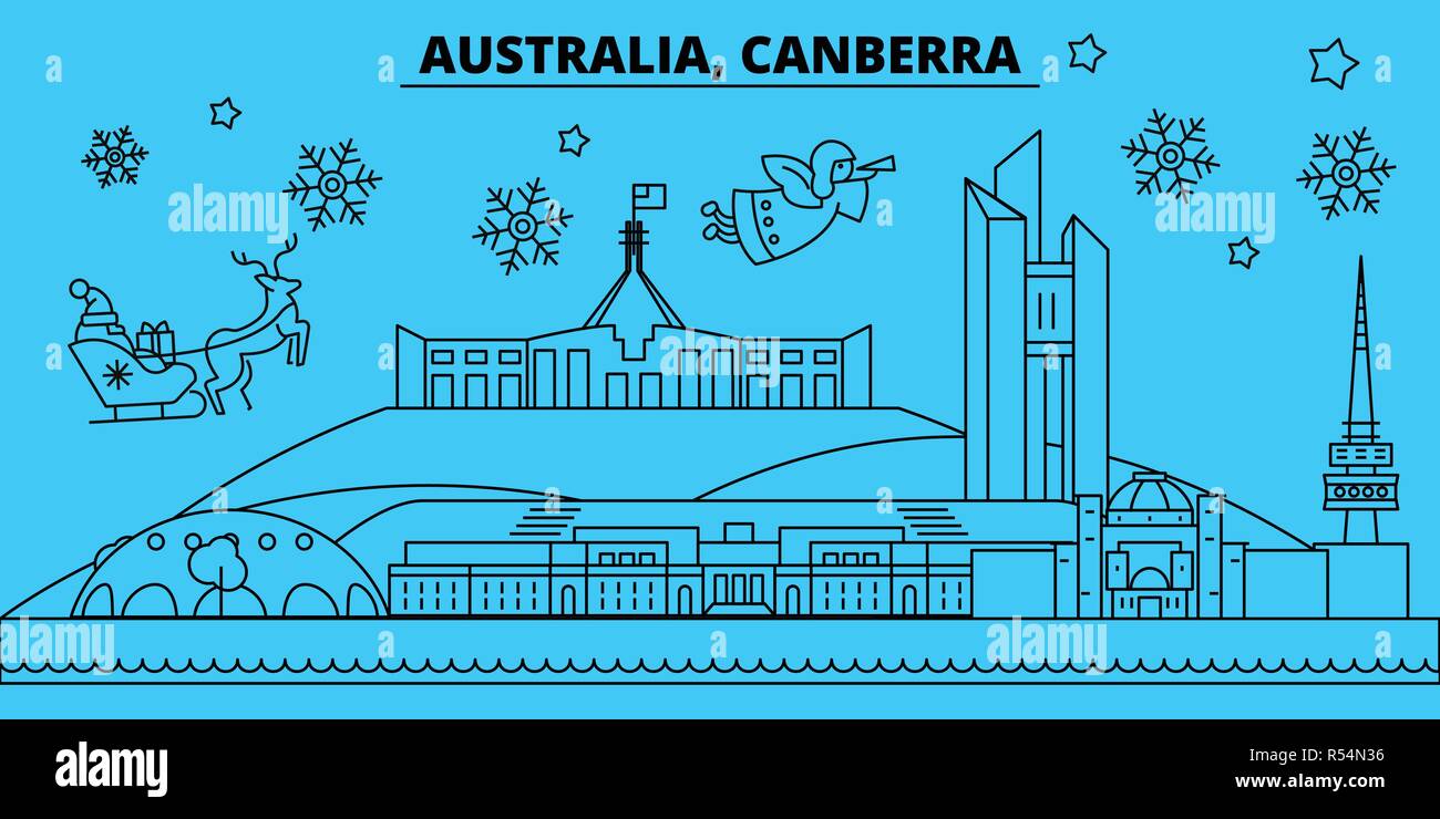Australia, Canberra winter holidays skyline. Merry Christmas, Happy New