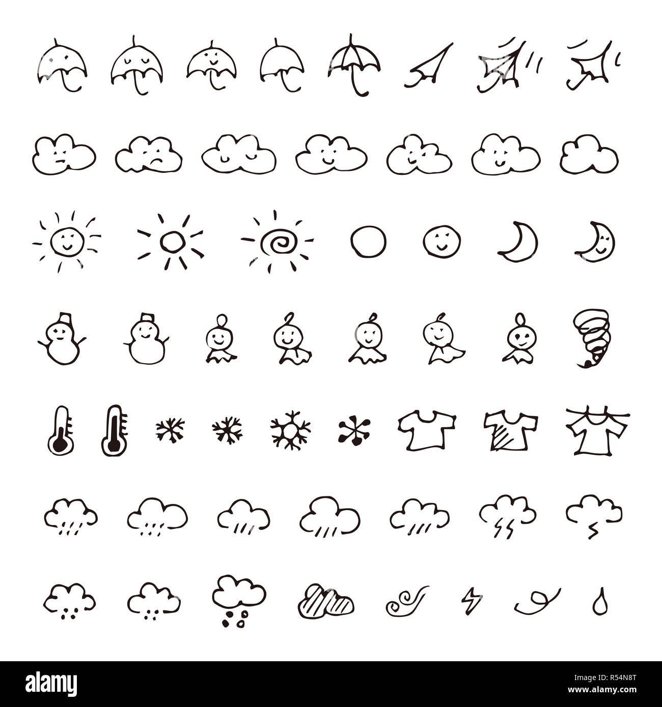 Hand drawn weather icons Stock Photo - Alamy