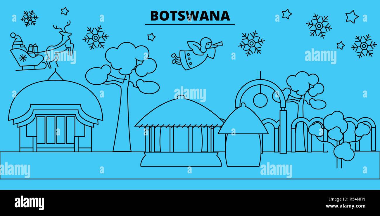 Botswana, Botswana winter holidays skyline. Merry Christmas, Happy New
