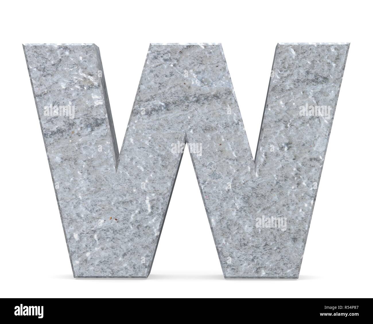 Concrete Capital Letter - W isolated on white background . 3D render ...