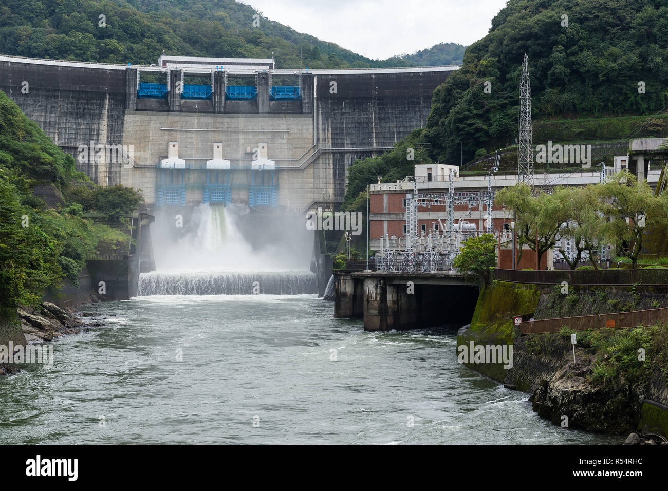 Dam water release in Japan Stock Photo Alamy