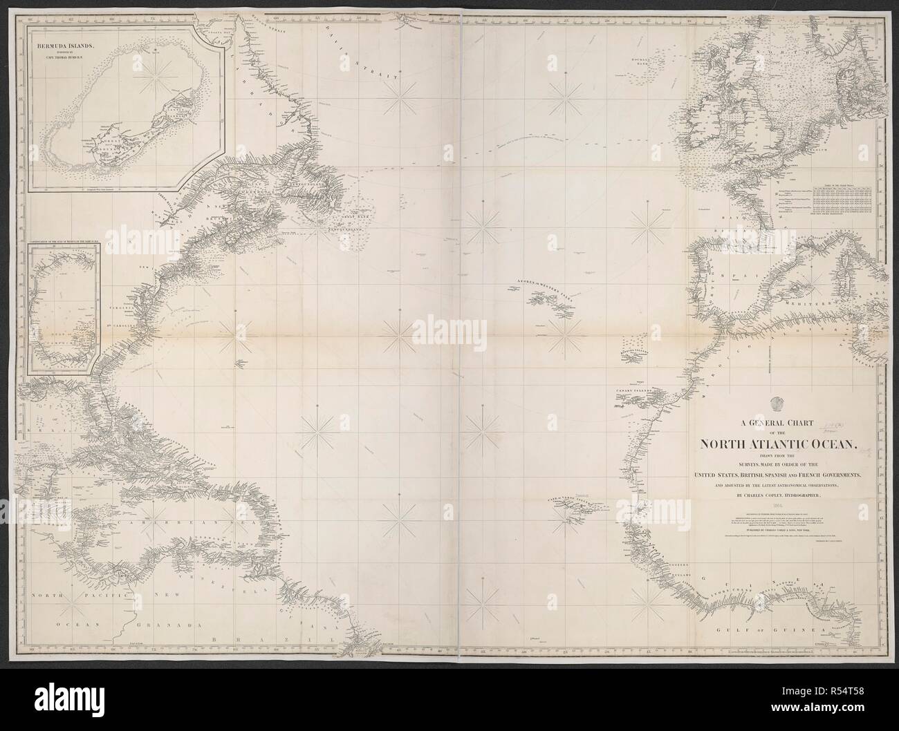 A chart of the North Atlantic Ocean. A General Chart of the North Atlantic Ocean. New York, 1864. Source: Maps 978.(36.). Language: English. Stock Photo