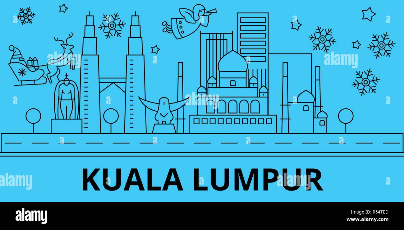 Malaysia Kuala Lumpur Winter Holidays Skyline Merry Christmas
