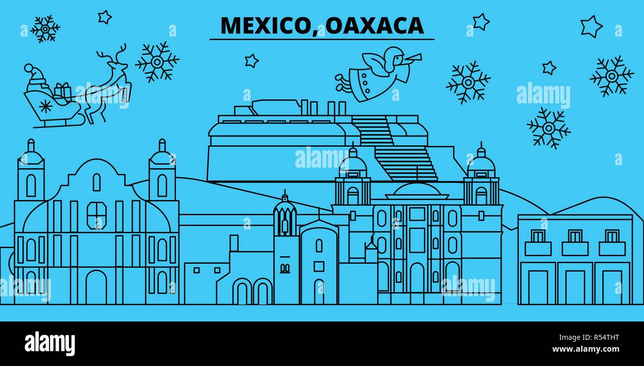 Mexico Oaxaca Winter Holidays Skyline Merry Christmas Happy New