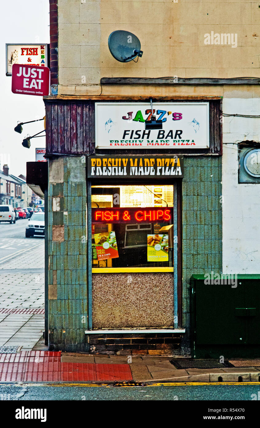 Jazzs Fish Bar, North Road, Darlington, North East England Stock Photo