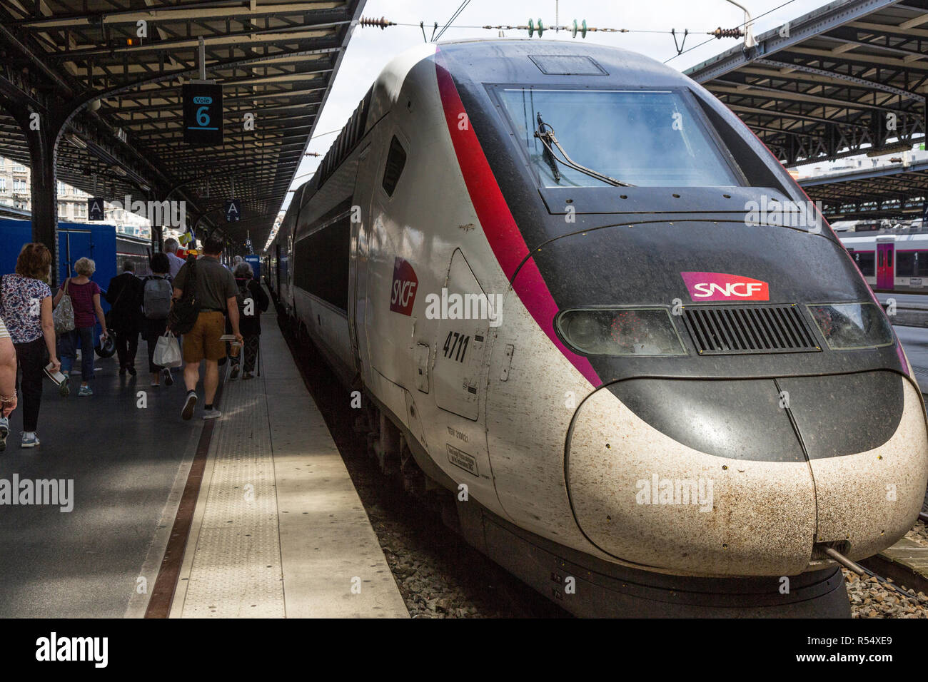 Paris, France.  TGV (Highspeed Train) at the Gare de l'Est. Stock Photo