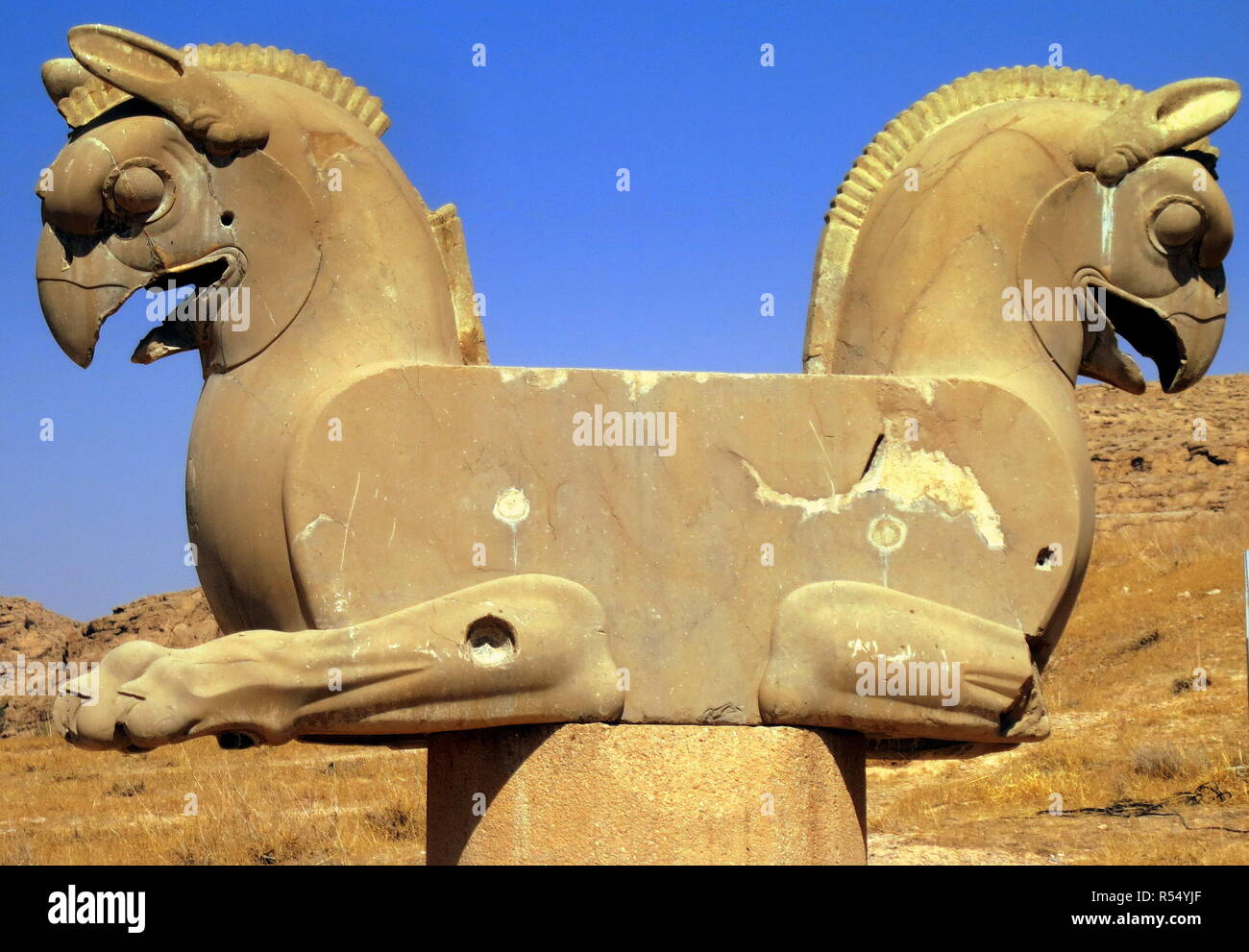 two-headed griffin statue in ancient persepolis Stock Photo