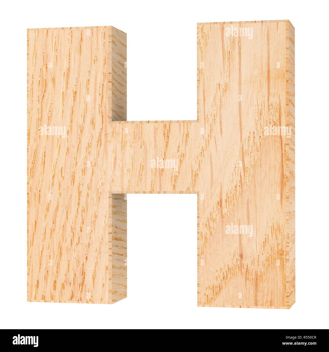 3d Decorative Wooden Alphabet Capital Letter H Stock Photo