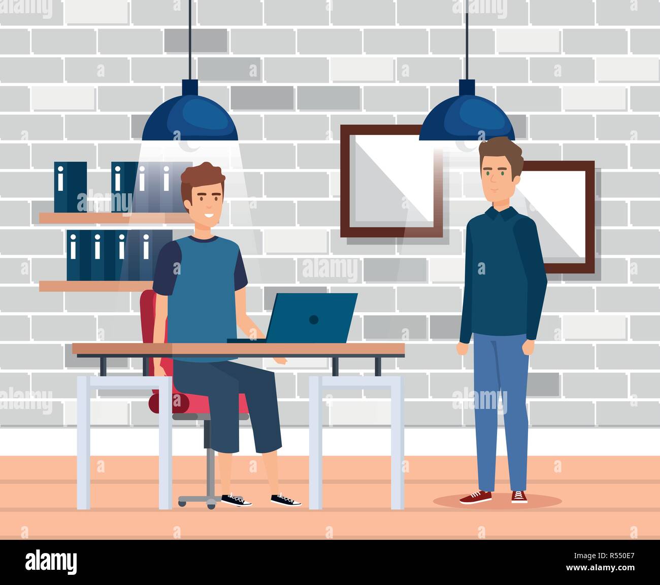 group of men in the workplace vector illustration design Stock Vector ...