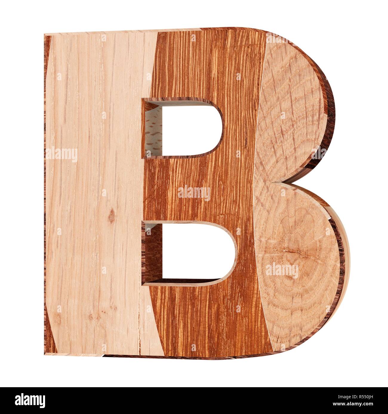3d Decorative Wooden Alphabet Capital Letter B Stock Photo