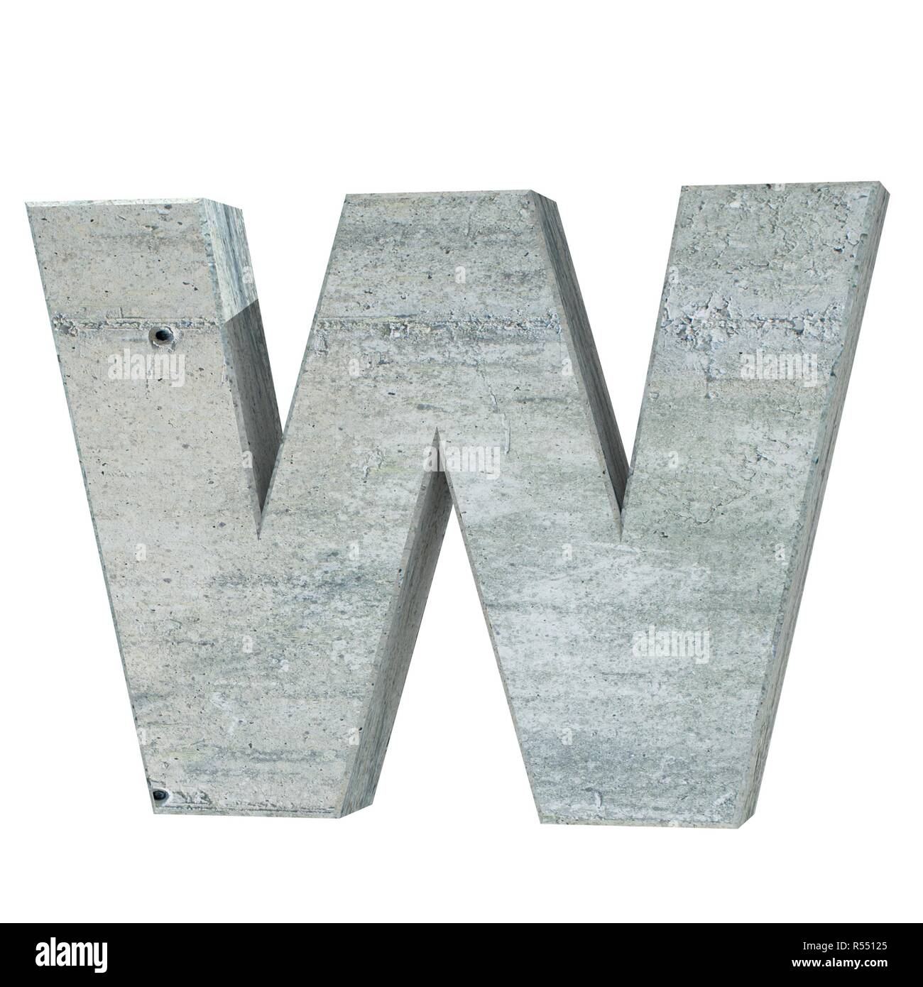 Concrete Capital Letter - W isolated on white background . 3D render ...